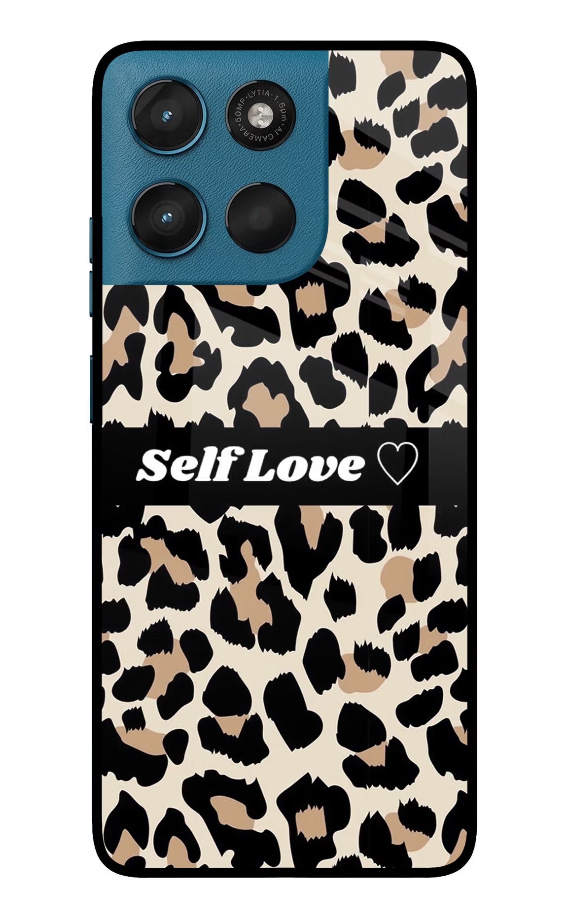 Leopard Print Self Love Moto G57 Power 5G Glass Case Back Cover by Casekaro