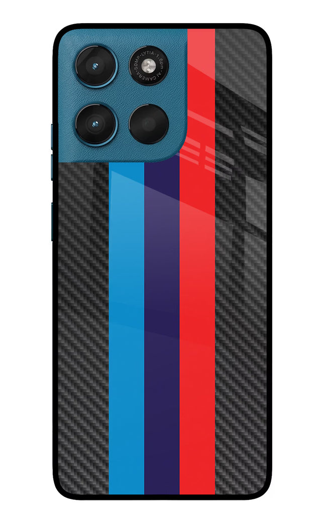 BMW Stripes Pattern Moto G57 Power 5G Glass Case Back Cover by Casekaro