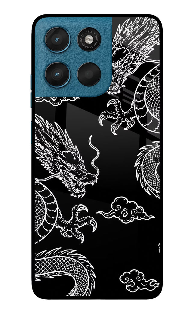 Twin Dragons Moto G57 Power 5G Glass Case Back Cover by Casekaro