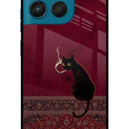 Midnight Cat Moto G57 Power 5G Glass Case