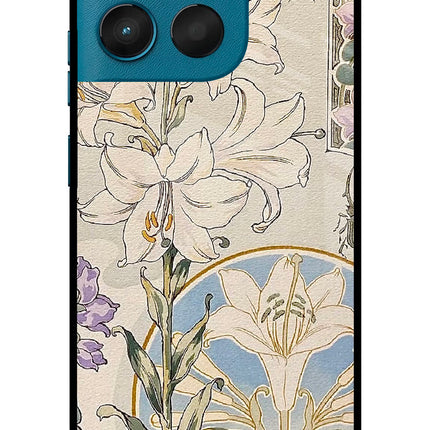 White Lily Moto G57 Power 5G Glass Case