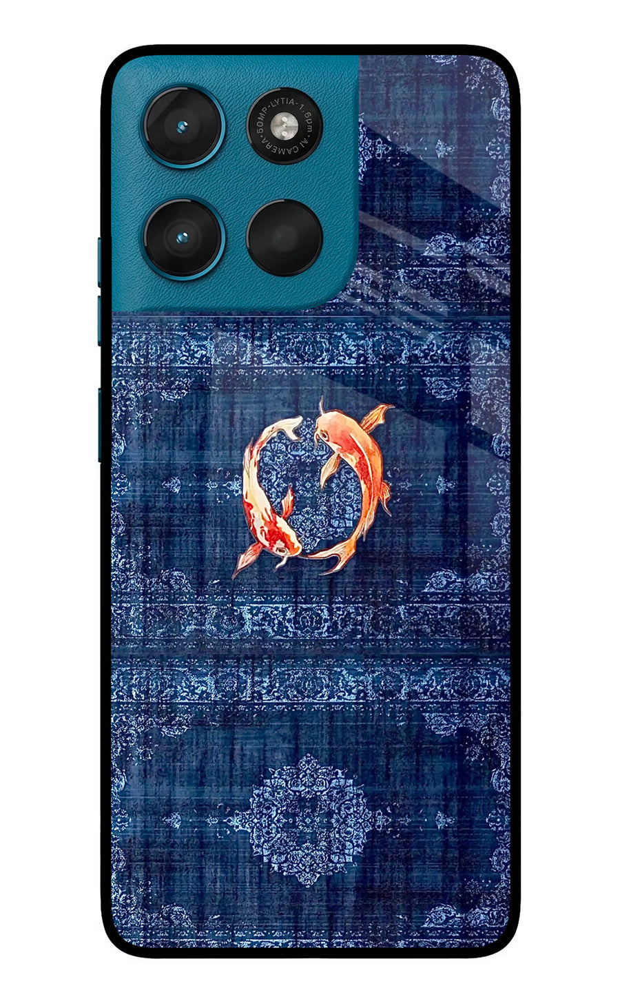 Koi Blue Moto G57 Power 5G Back Cover, Glass case
