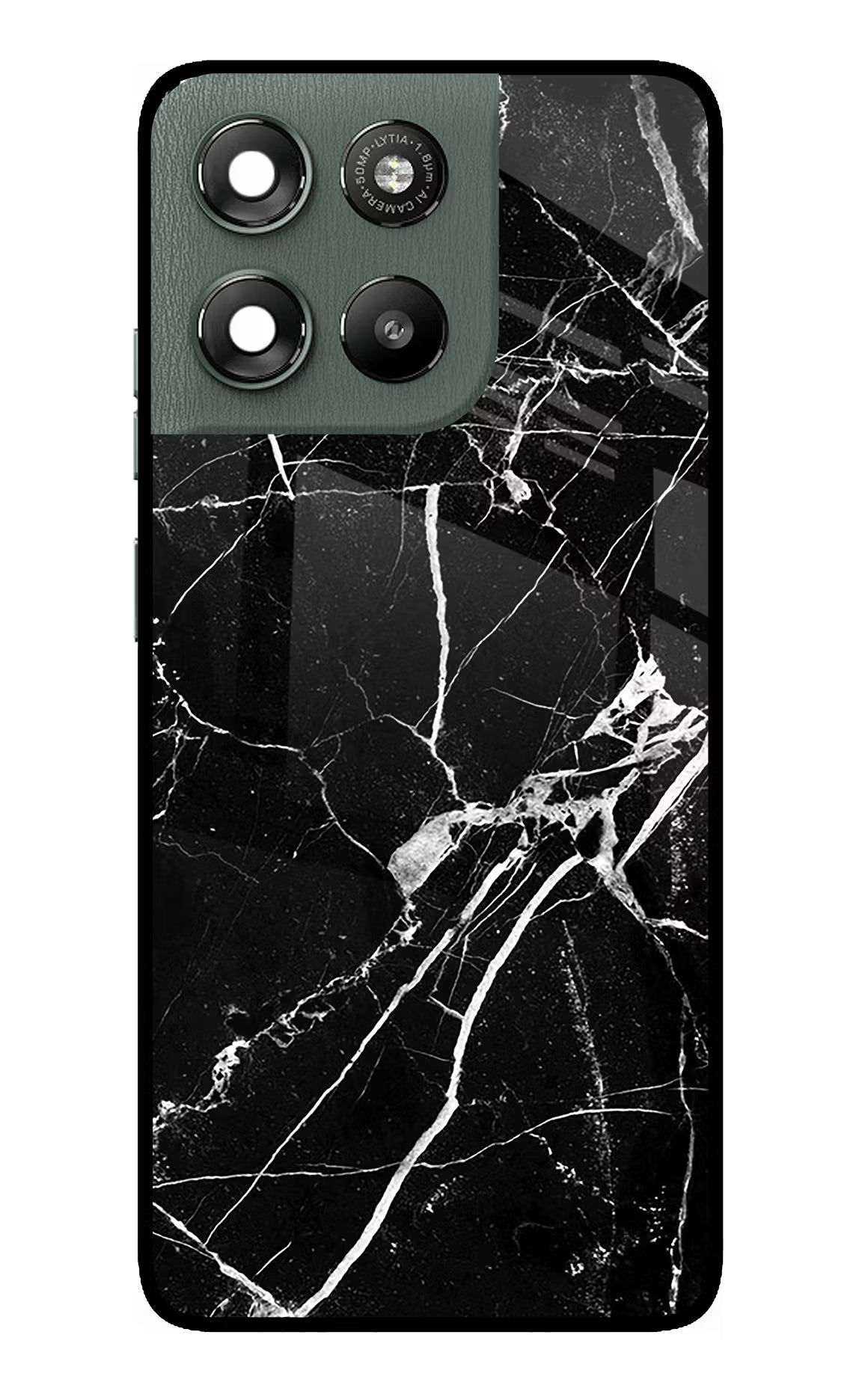 Black Marble Pattern Moto G67 Power 5G Glass Case Back Cover by Casekaro