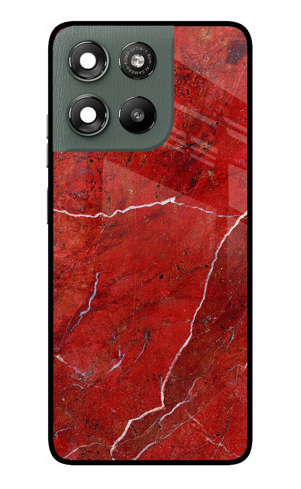 Red Marble Design Moto G67 Power 5G Glass Case Back Cover by Casekaro