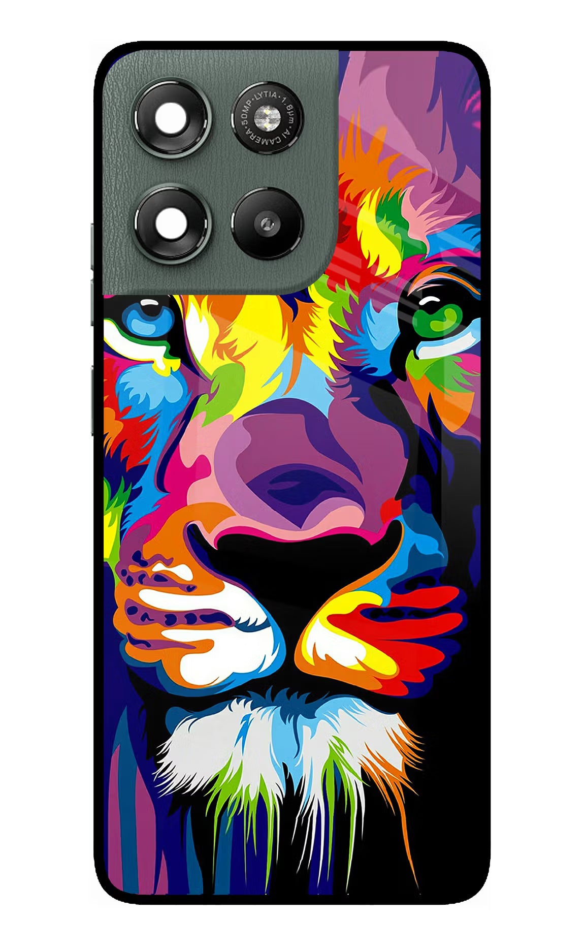Lion Moto G67 Power 5G Glass Case Back Cover by Casekaro