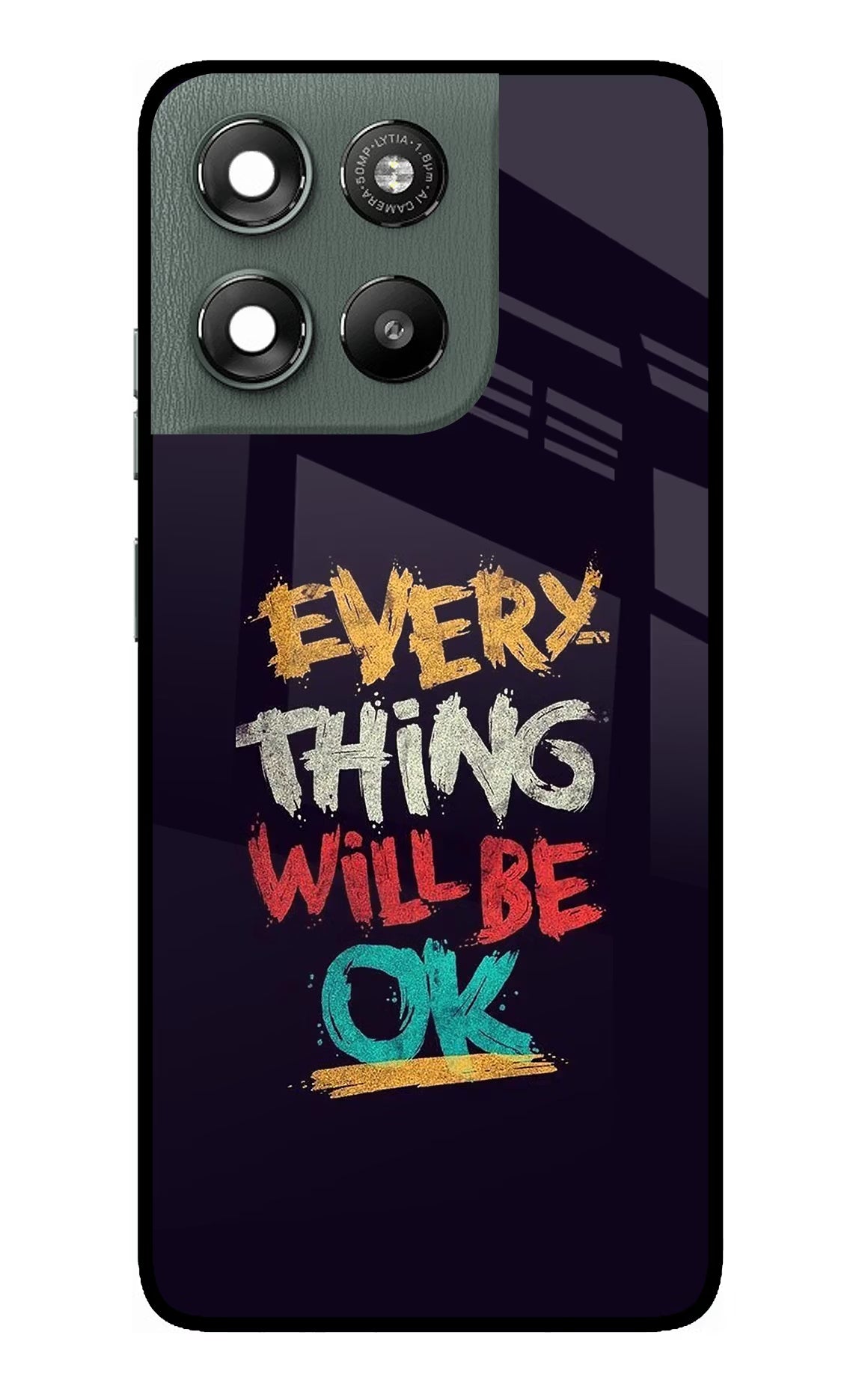 Everything Will Be Ok Moto G67 Power 5G Glass Case Back Cover by Casekaro