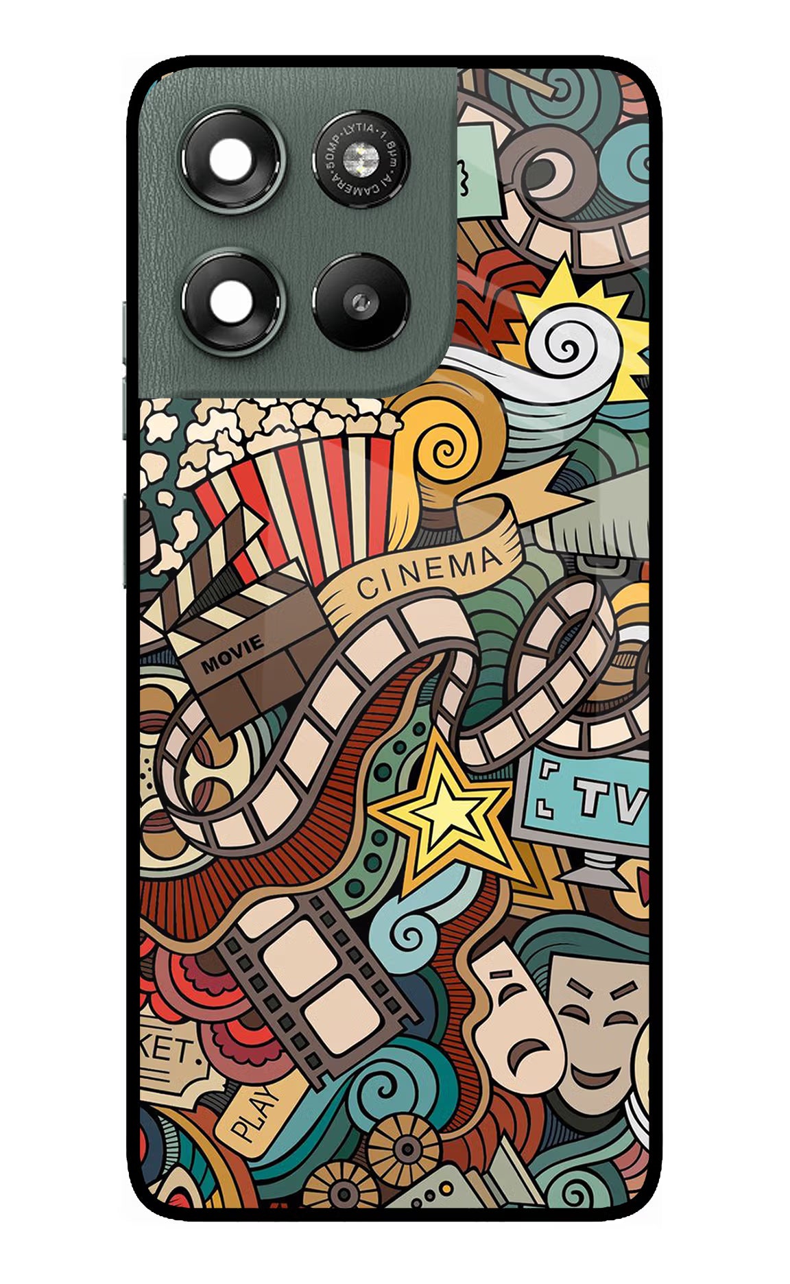 Cinema Abstract Moto G67 Power 5G Glass Case Back Cover by Casekaro