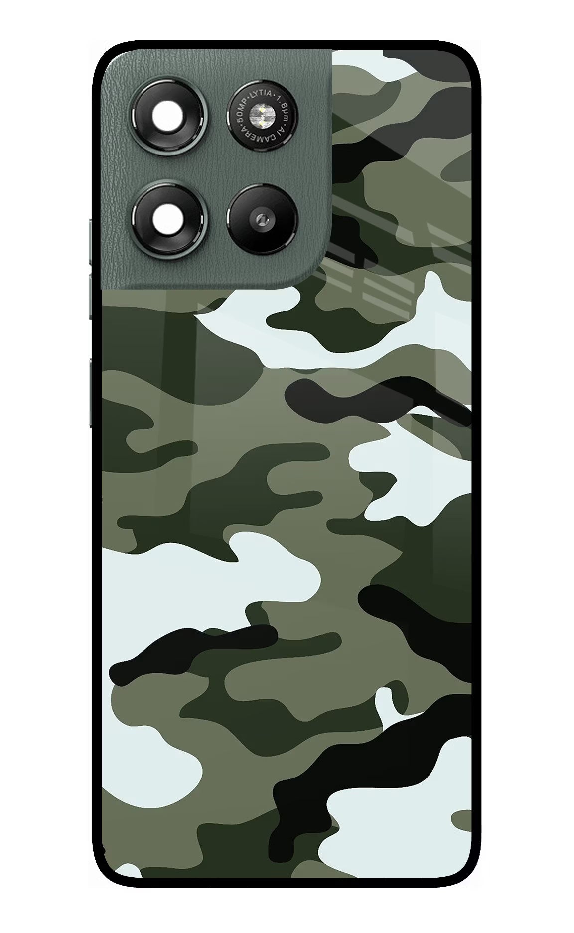 Camouflage Moto G67 Power 5G Glass Case Back Cover by Casekaro