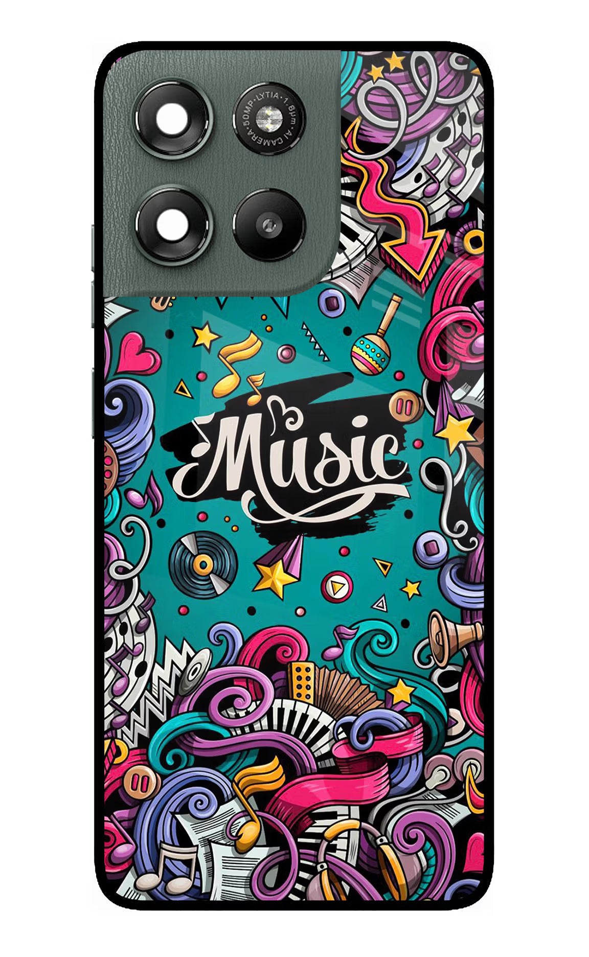 Music Graffiti Moto G67 Power 5G Glass Case Back Cover by Casekaro