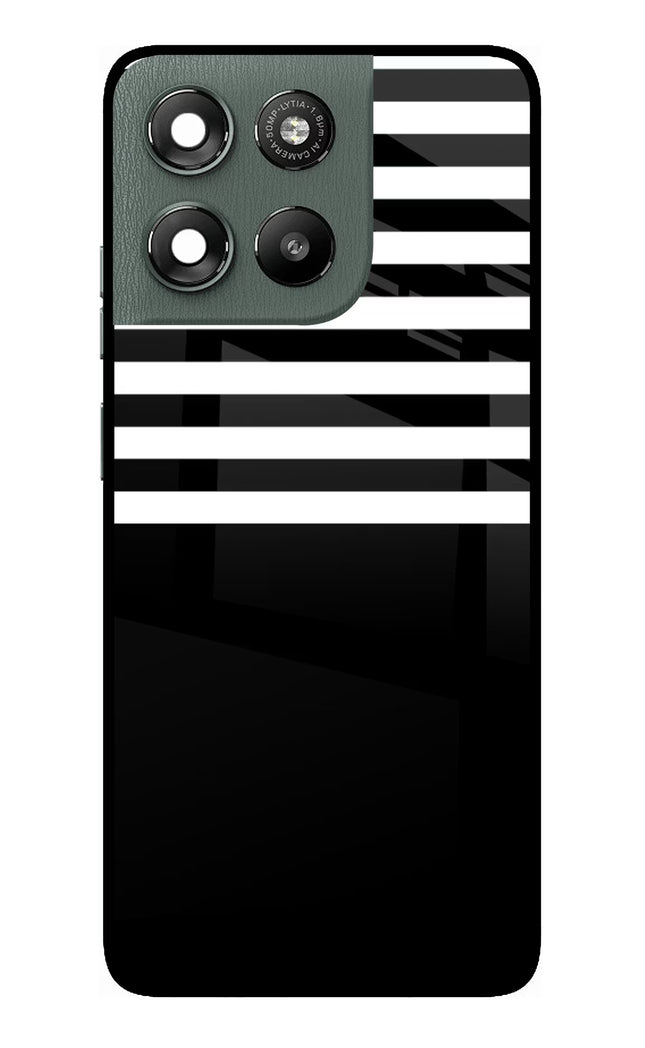 Black and White Print Moto G67 Power 5G Glass Case Back Cover by Casekaro