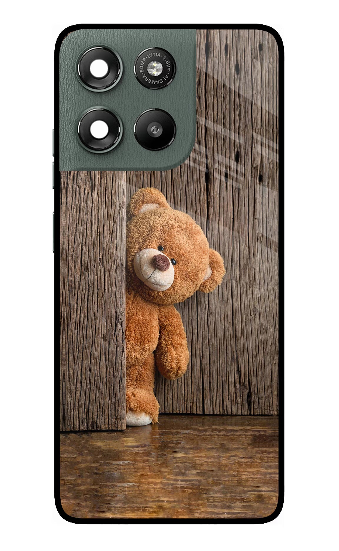 Teddy Wooden Moto G67 Power 5G Glass Case Back Cover by Casekaro