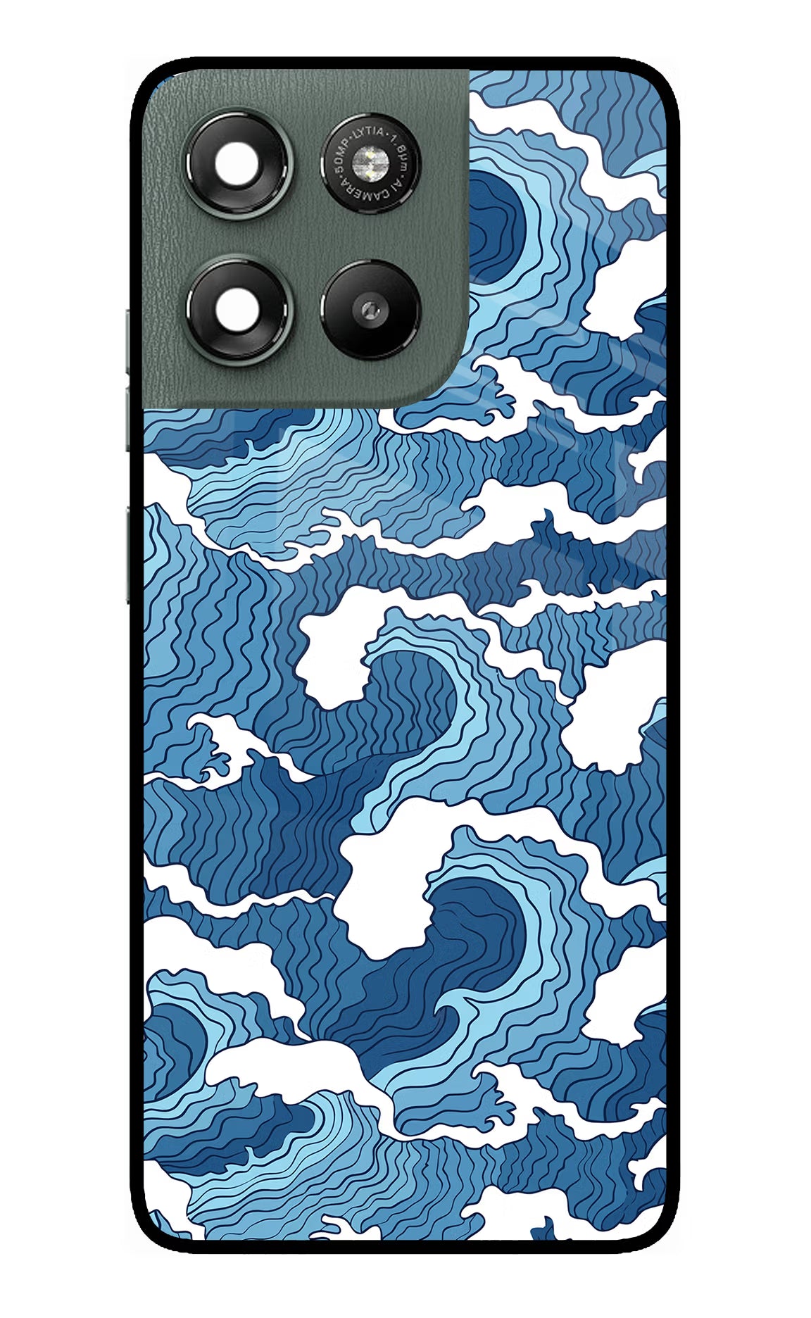 Blue Waves Moto G67 Power 5G Glass Case Back Cover by Casekaro