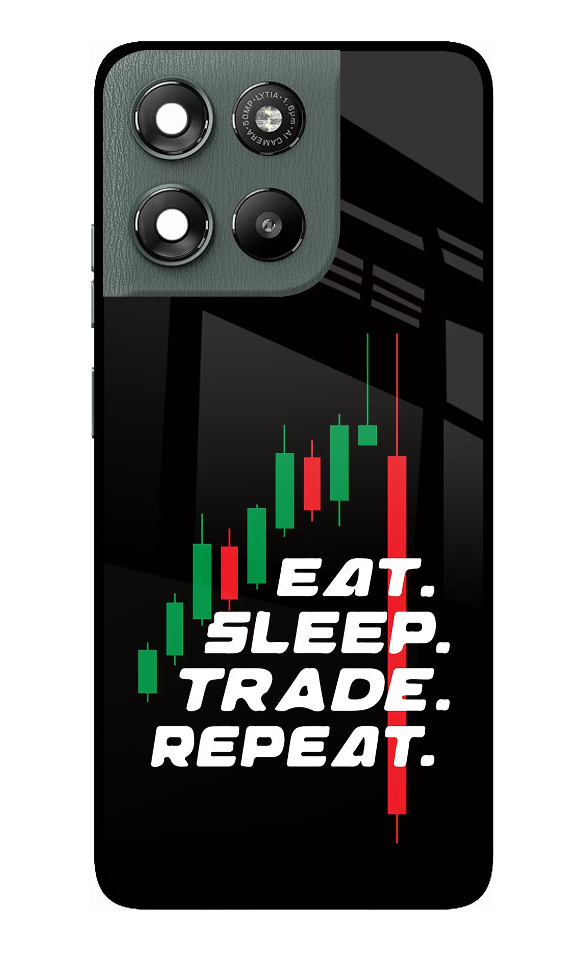 Eat Sleep Trade Repeat Moto G67 Power 5G Glass Case