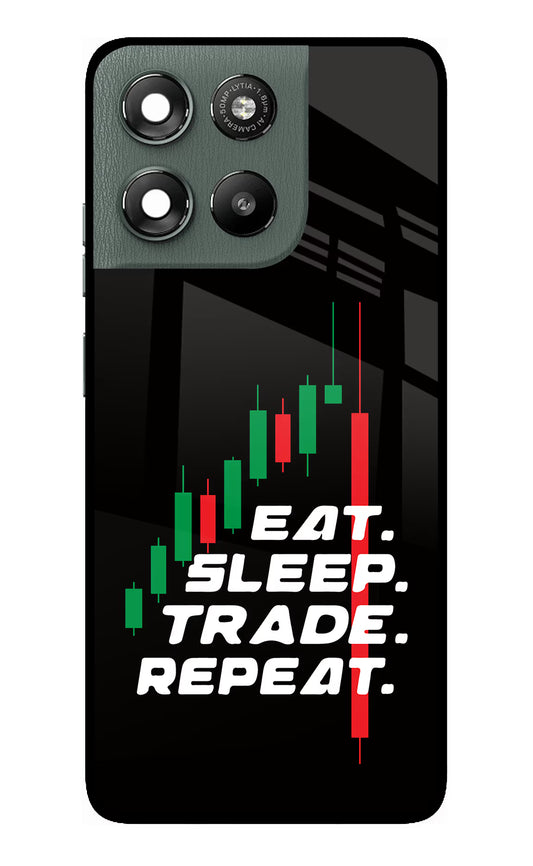 Eat Sleep Trade Repeat Moto G67 Power 5G Glass Case