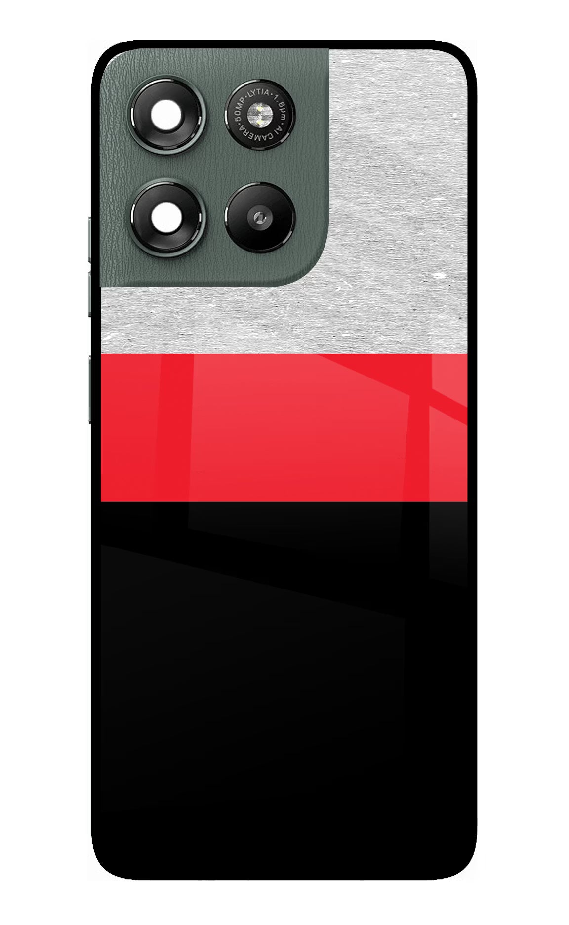 Tri Color Pattern Moto G67 Power 5G Glass Case Back Cover by Casekaro