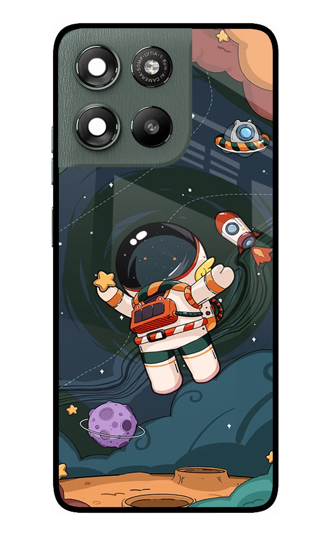 Cartoon Astronaut Moto G67 Power 5G Glass Case