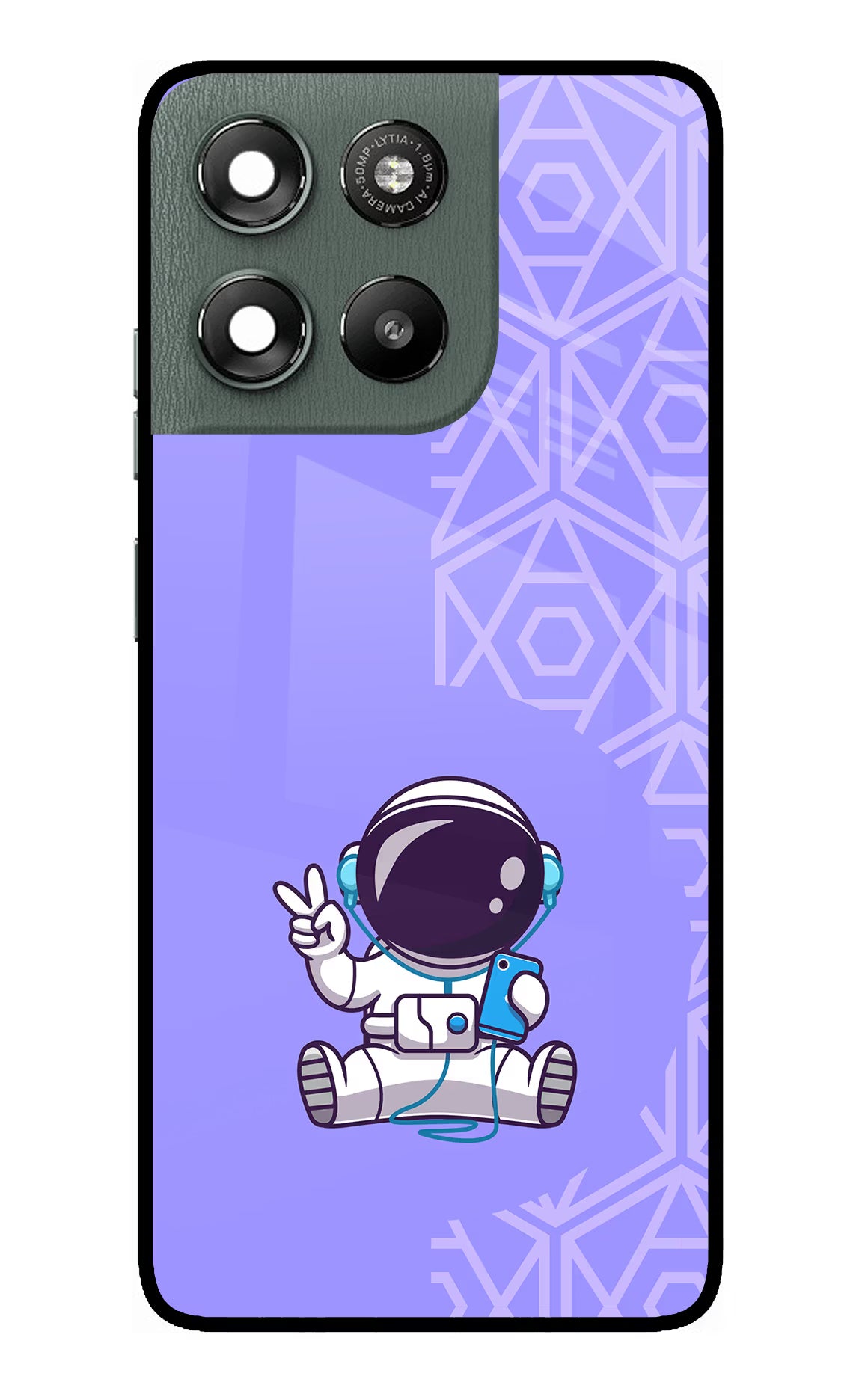 Cute Astronaut Chilling Moto G67 Power 5G Glass Case Back Cover by Casekaro