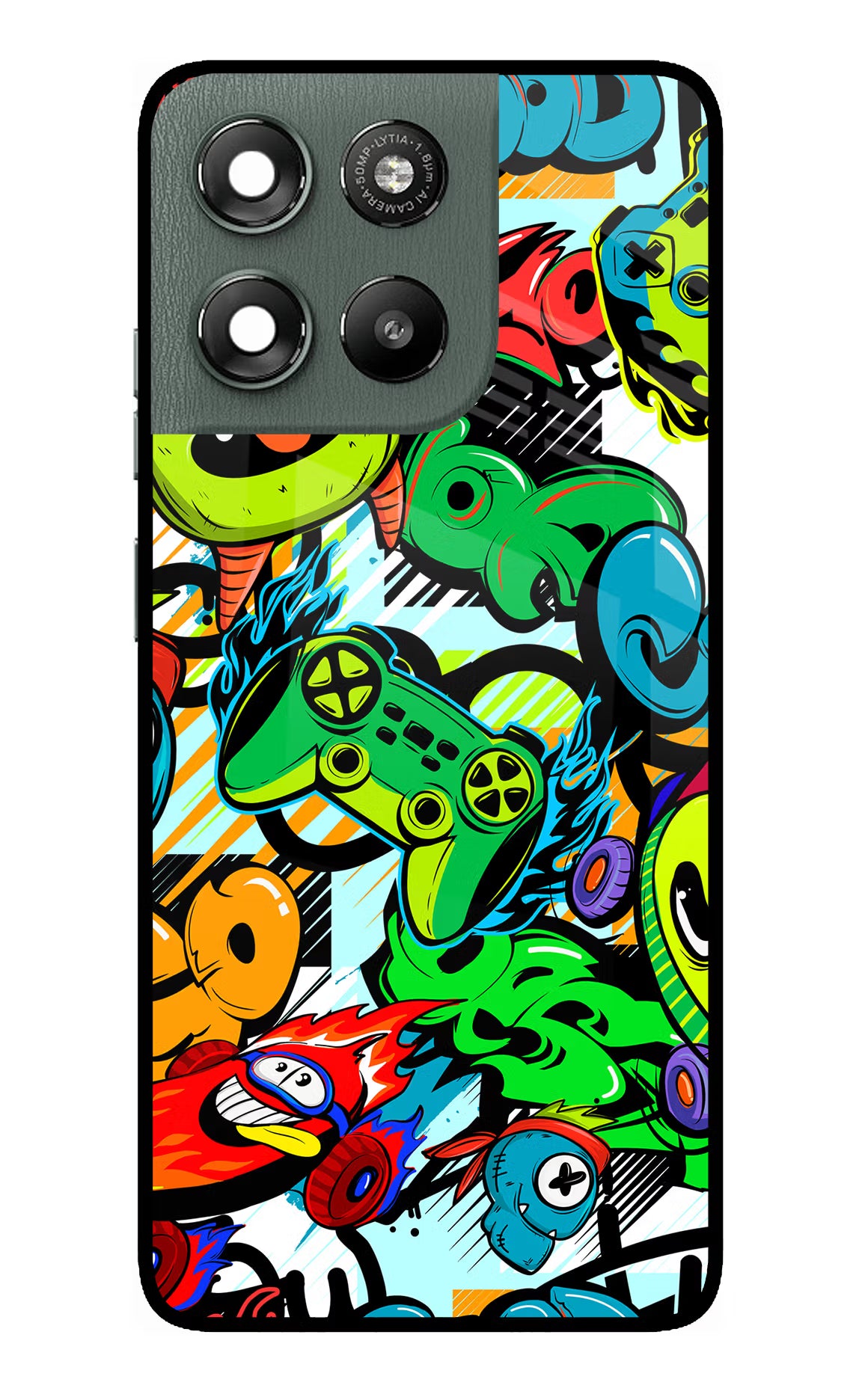 Game Doodle Moto G67 Power 5G Glass Case Back Cover by Casekaro