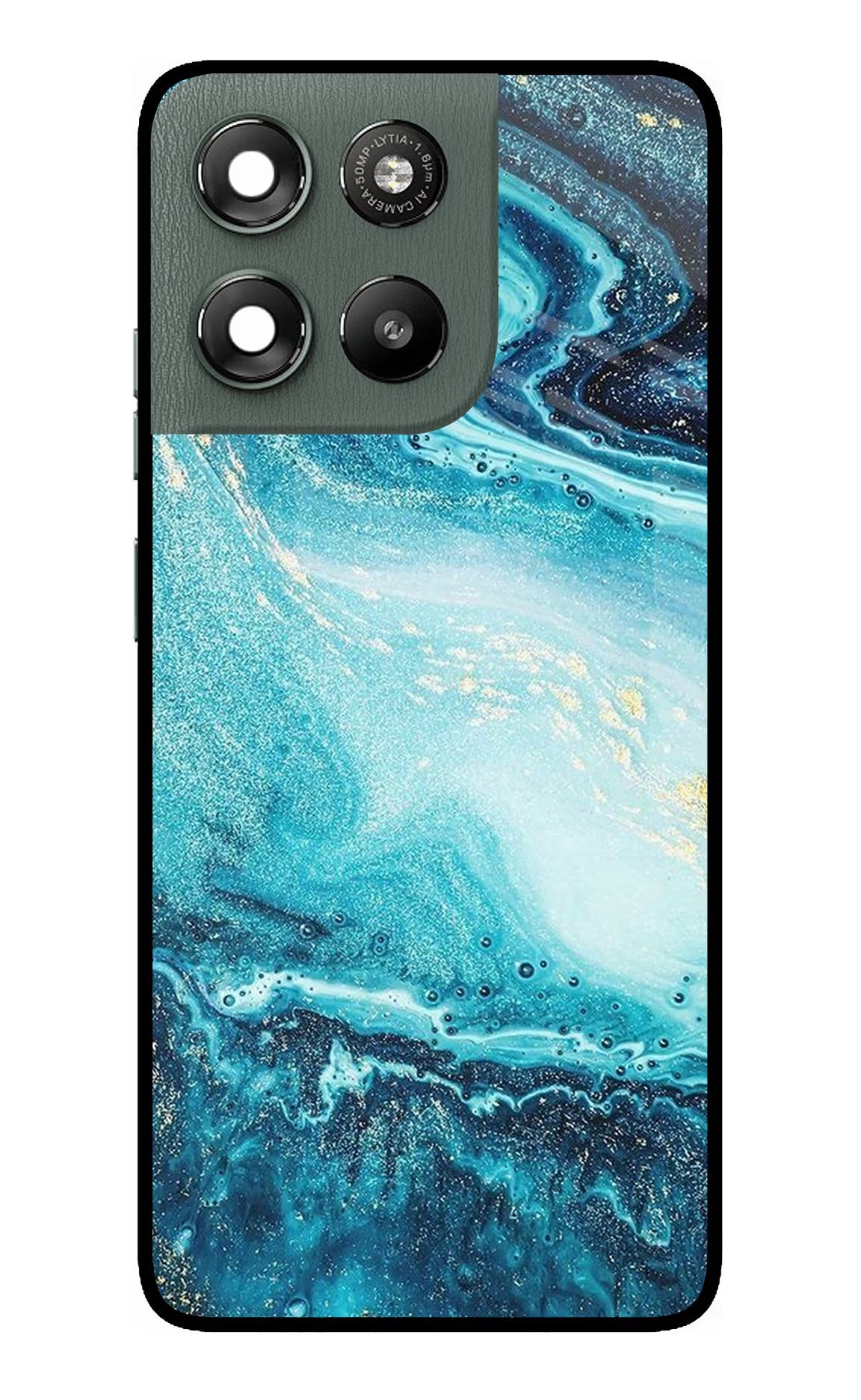 Blue Glitter Marble Moto G67 Power 5G Glass Case