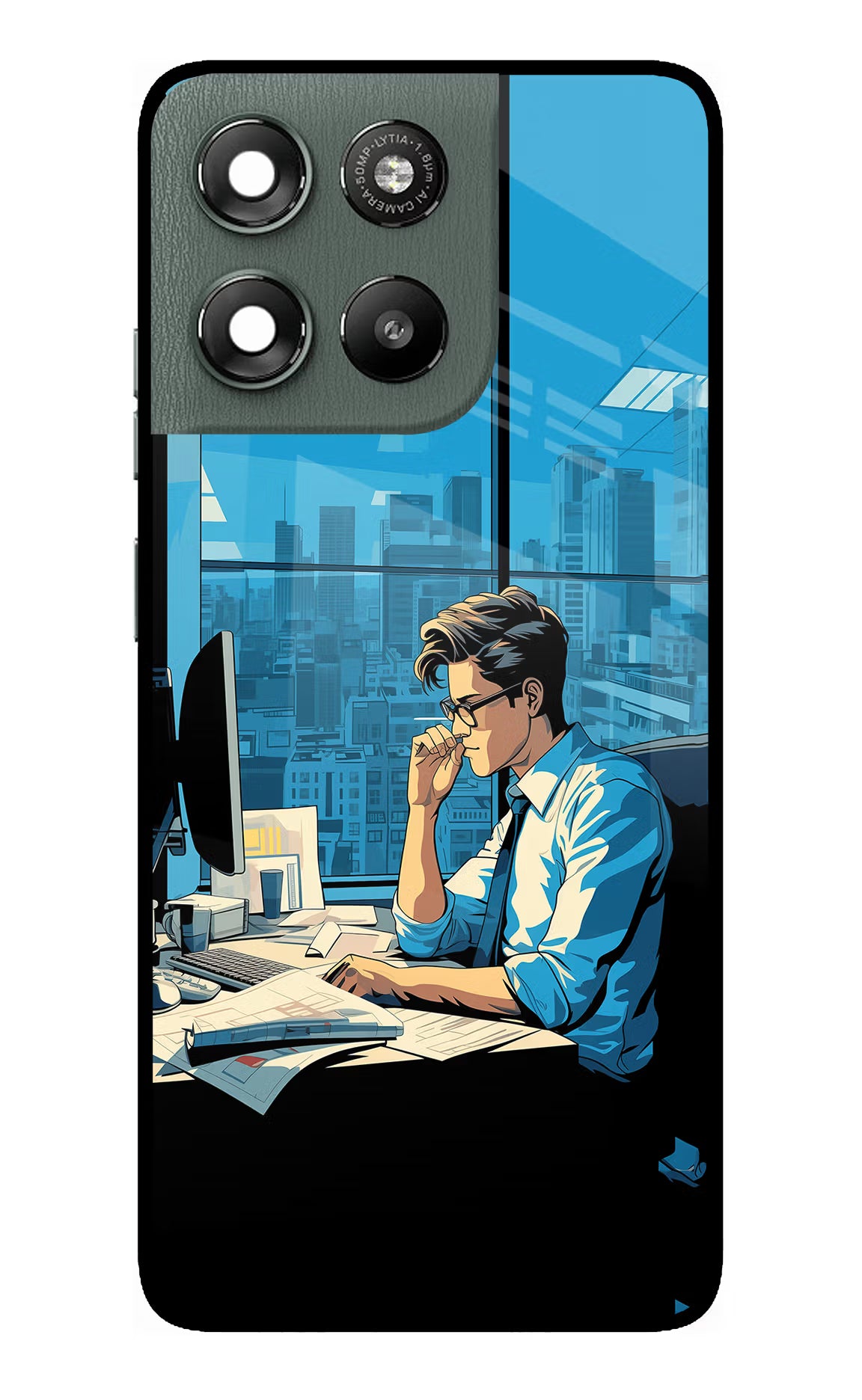 Focused Hustler (AI Generated) Moto G67 Power 5G Glass Case Back Cover by Casekaro