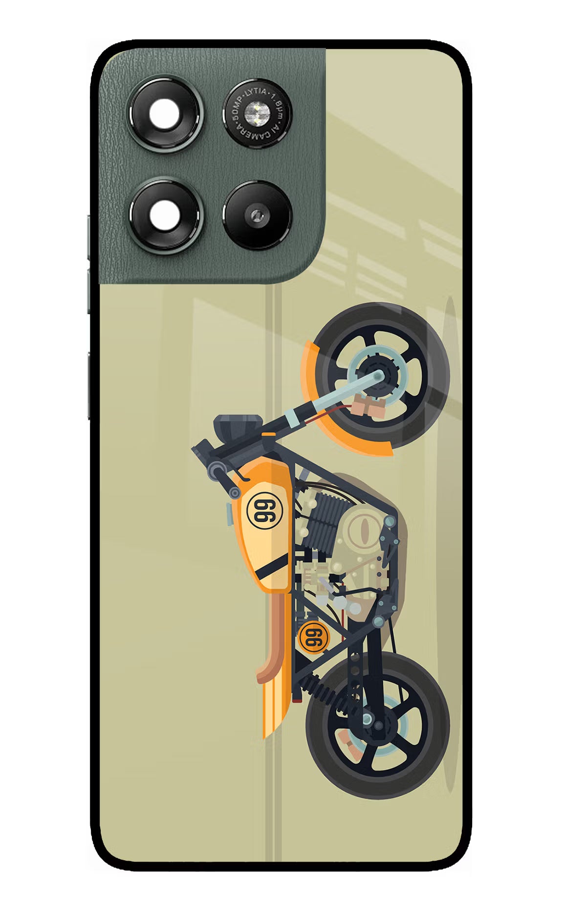 Vertical Speedster Moto G67 Power 5G Glass Case Back Cover by Casekaro