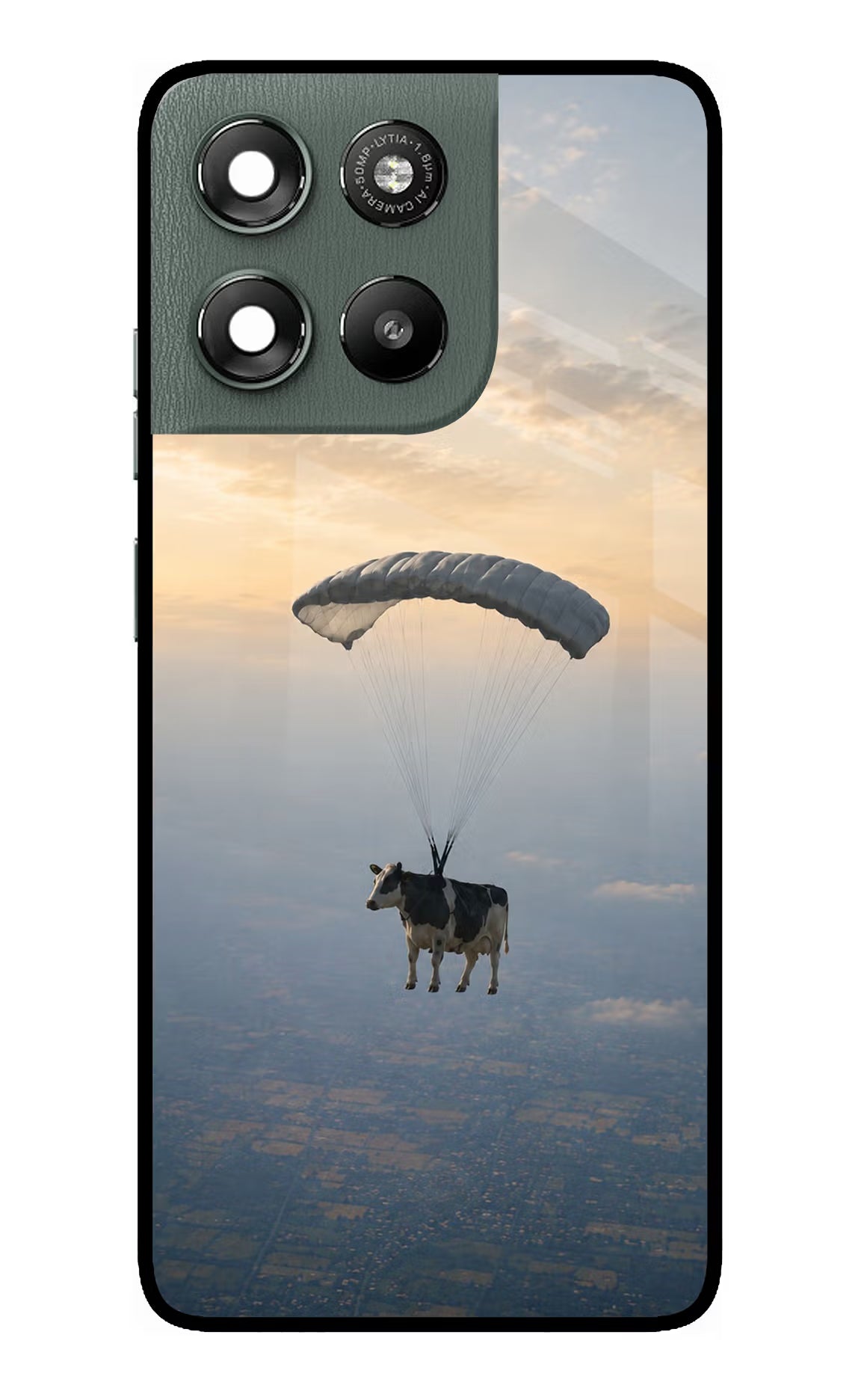 Skydiving Cow Moto G67 Power 5G Glass Case