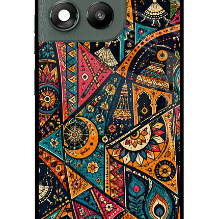 Folk Print Moto G67 Power 5G Glass Case