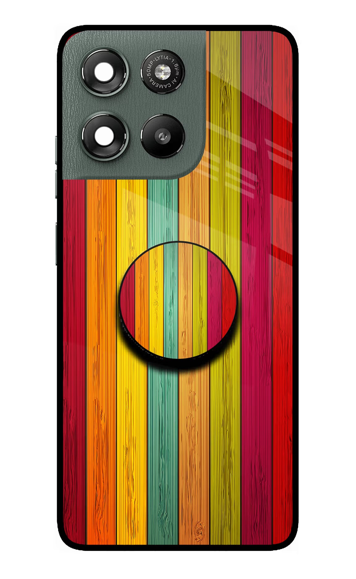 Multicolor Wooden Moto G67 Power 5G Pop Case by Casekaro