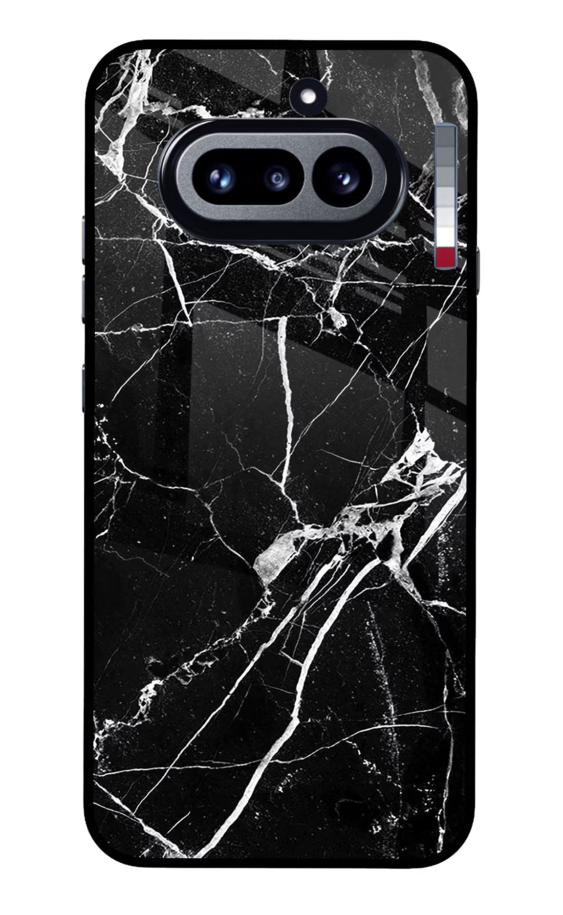Black Marble Pattern Nothing Phone 4a Glass Case Back Cover by Casekaro