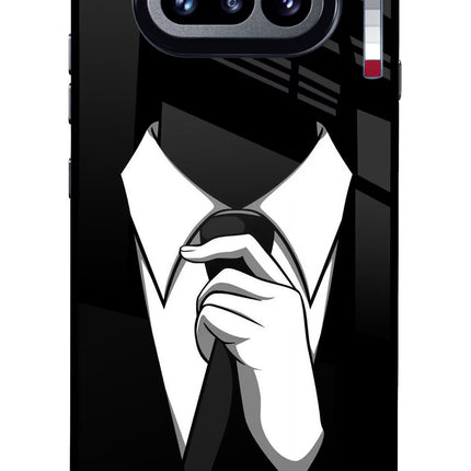 Black Tie Nothing Phone 4a Glass Case Back Cover by Casekaro