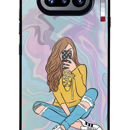Selfie Girl Nothing Phone 4a Glass Case Back Cover by Casekaro