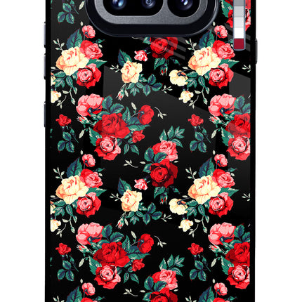 Rose Pattern Nothing Phone 4a Glass Case Back Cover by Casekaro