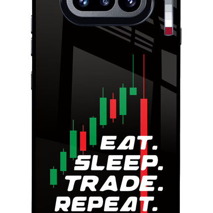 Eat Sleep Trade Repeat Nothing Phone 4a Glass Case Back Cover by Casekaro