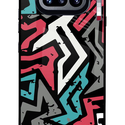 Geometric Graffiti Nothing Phone 4a Glass Case Back Cover by Casekaro