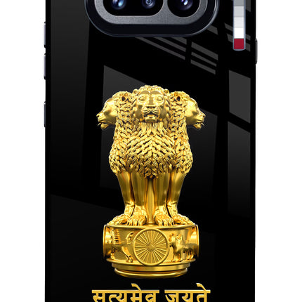 Satyamev Jayate Golden Nothing Phone 4a Glass Case Back Cover by Casekaro