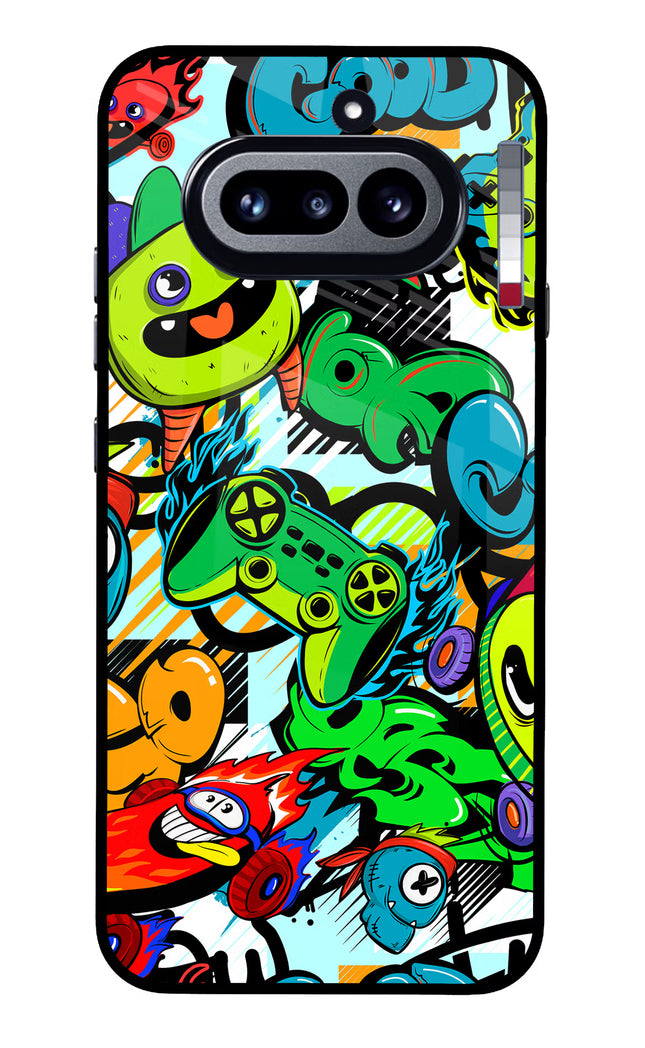 Game Doodle Nothing Phone 4a Glass Case Back Cover by Casekaro