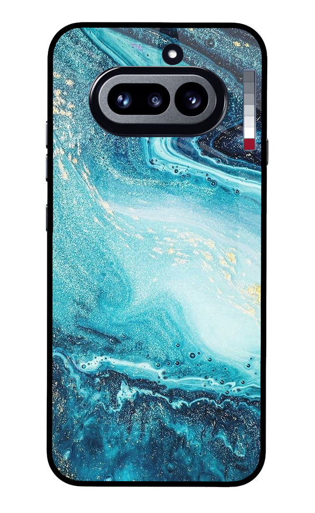 Blue Glitter Marble Nothing Phone 4a Glass Case Back Cover by Casekaro