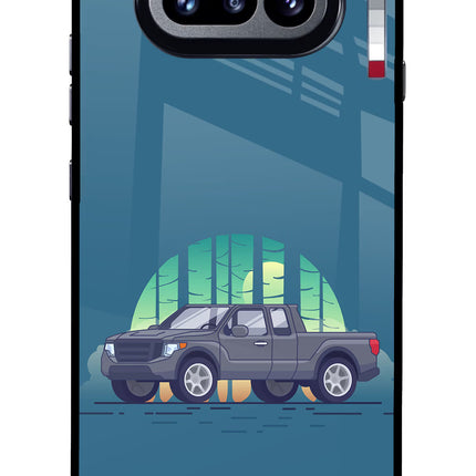 Retro Garage Vibe Nothing Phone 4a Glass Case Back Cover by Casekaro