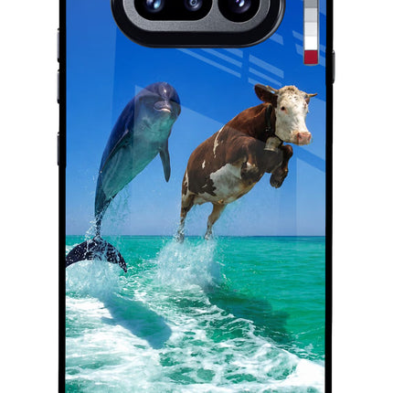 Dolphin vs Cow Nothing Phone 4a Glass Case