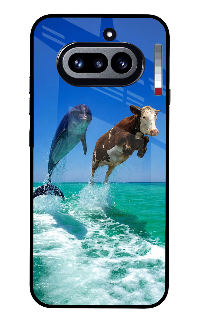 Dolphin vs Cow Nothing Phone 4a Glass Case
