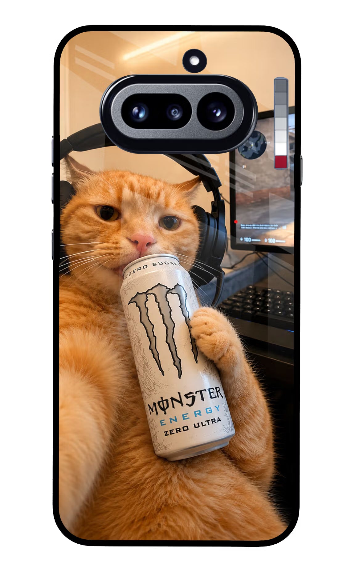 Gamer Cat Energy Nothing Phone 4a Glass Case