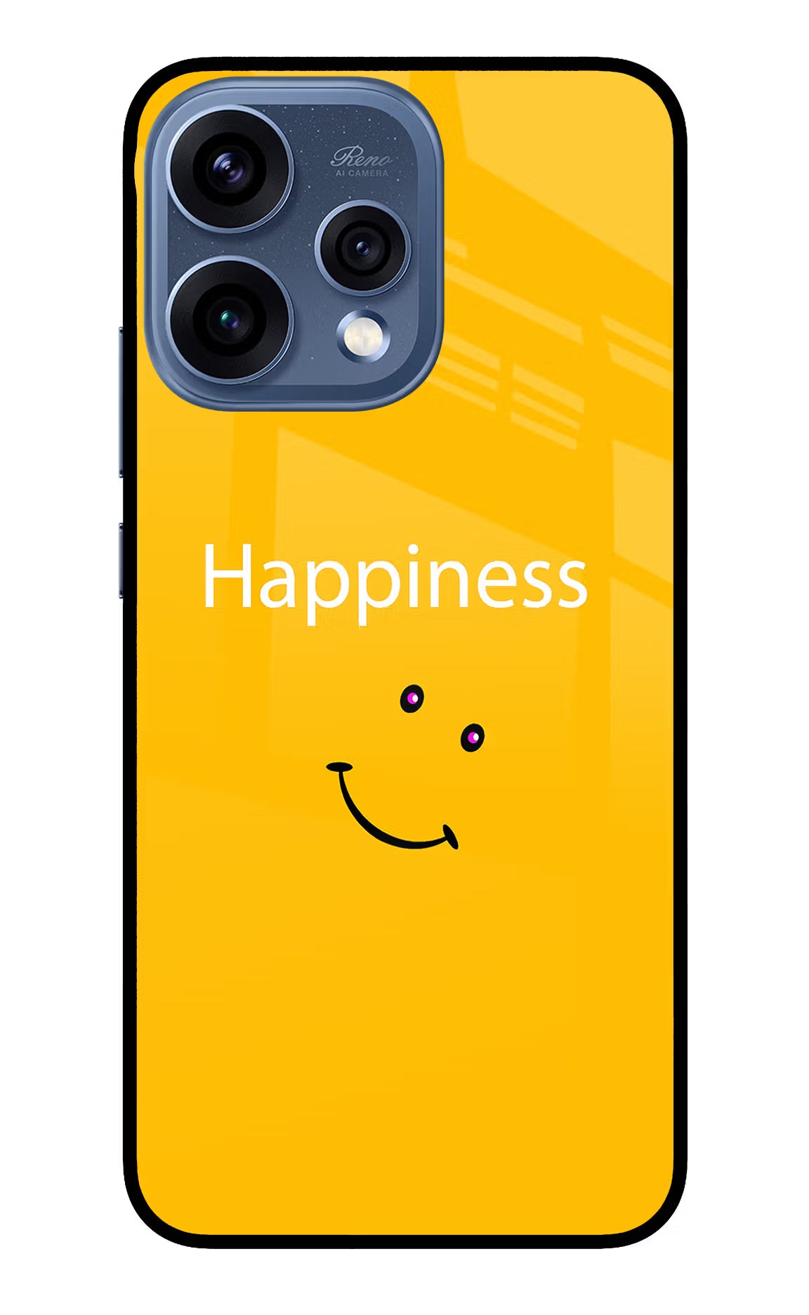 Happiness With Smiley Oppo Reno15 5G Glass Case Back Cover by Casekaro