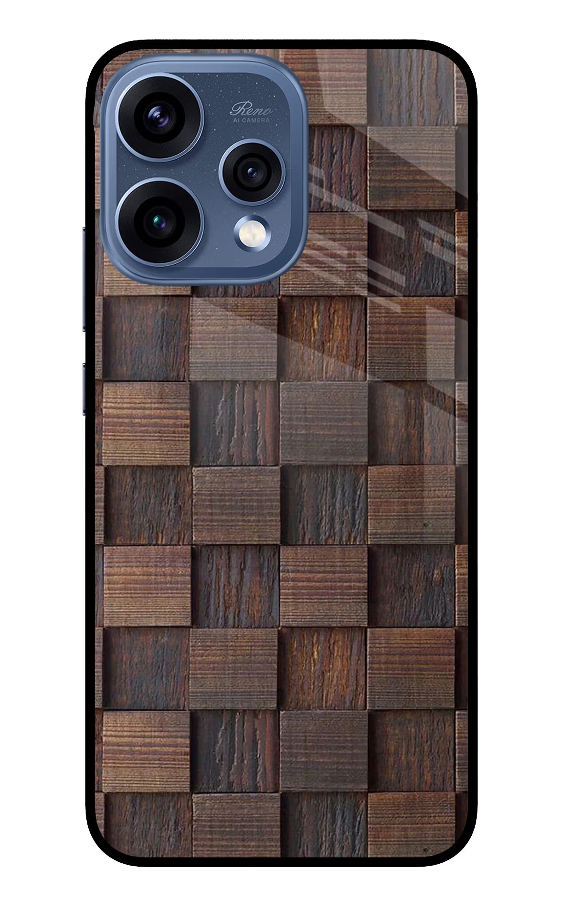 Wooden Cube Design Oppo Reno15 5G Glass Case Back Cover by Casekaro