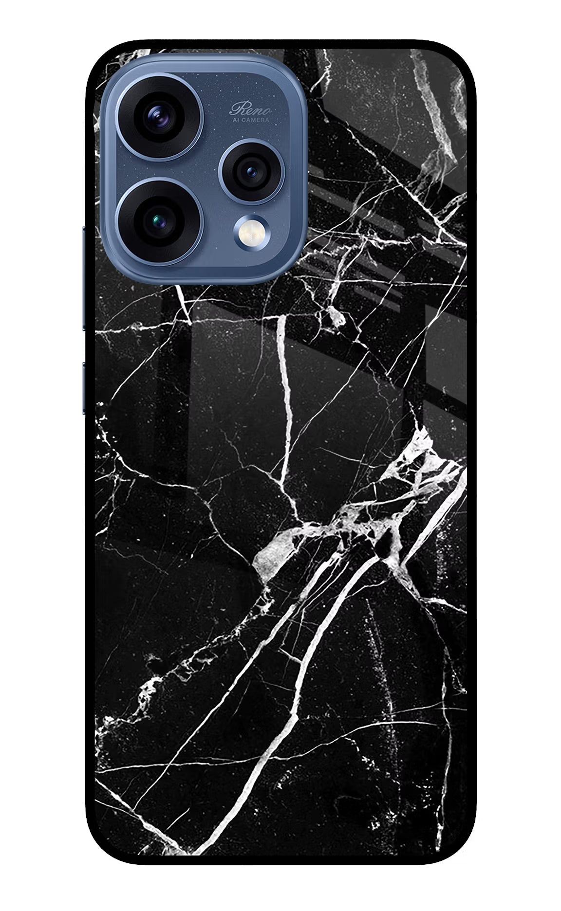 Black Marble Pattern Oppo Reno15 5G Glass Case Back Cover by Casekaro