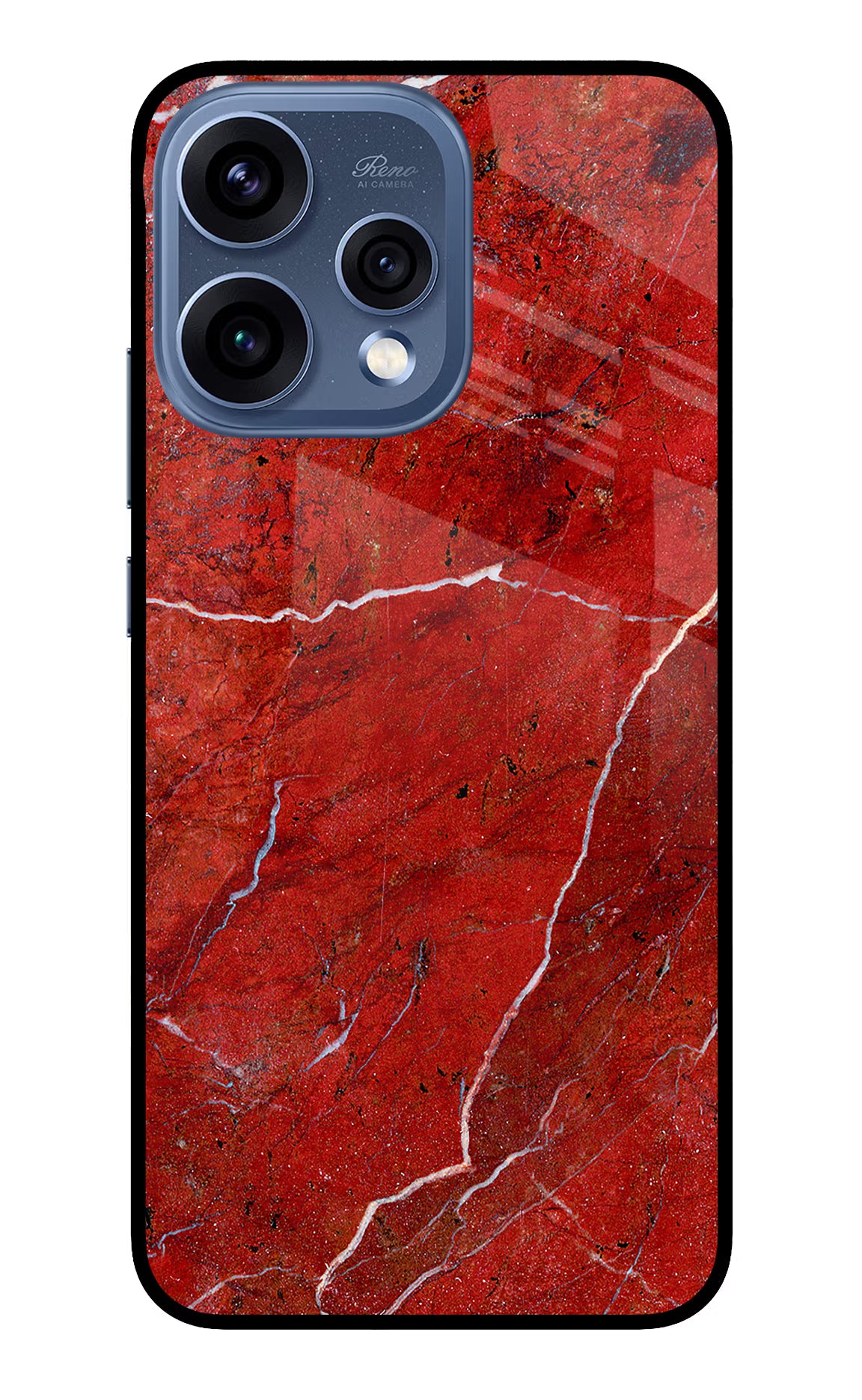 Red Marble Design Oppo Reno15 5G Glass Case Back Cover by Casekaro