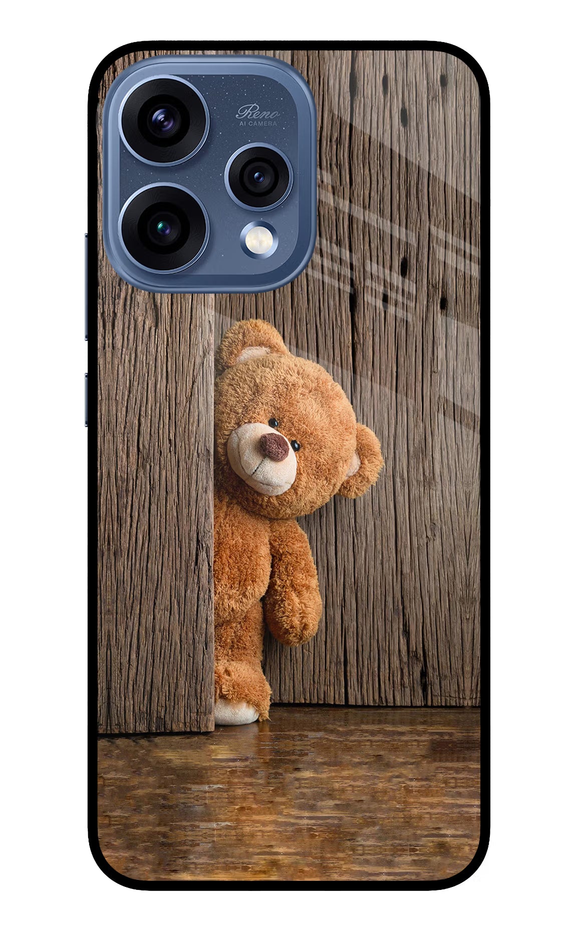 Teddy Wooden Oppo Reno15 5G Glass Case Back Cover by Casekaro