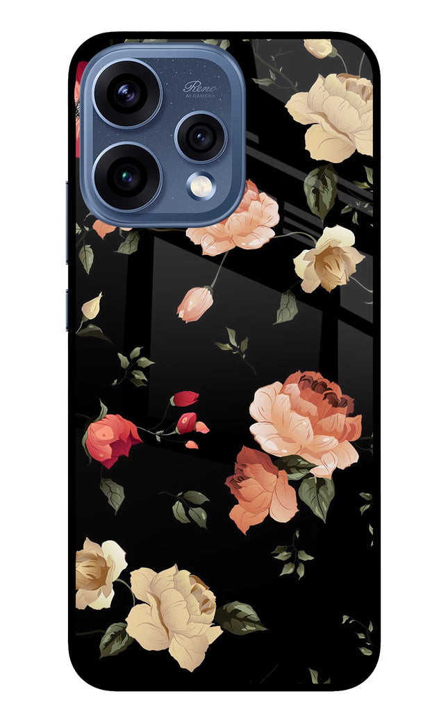 Flowers Oppo Reno15 5G Glass Case Back Cover by Casekaro