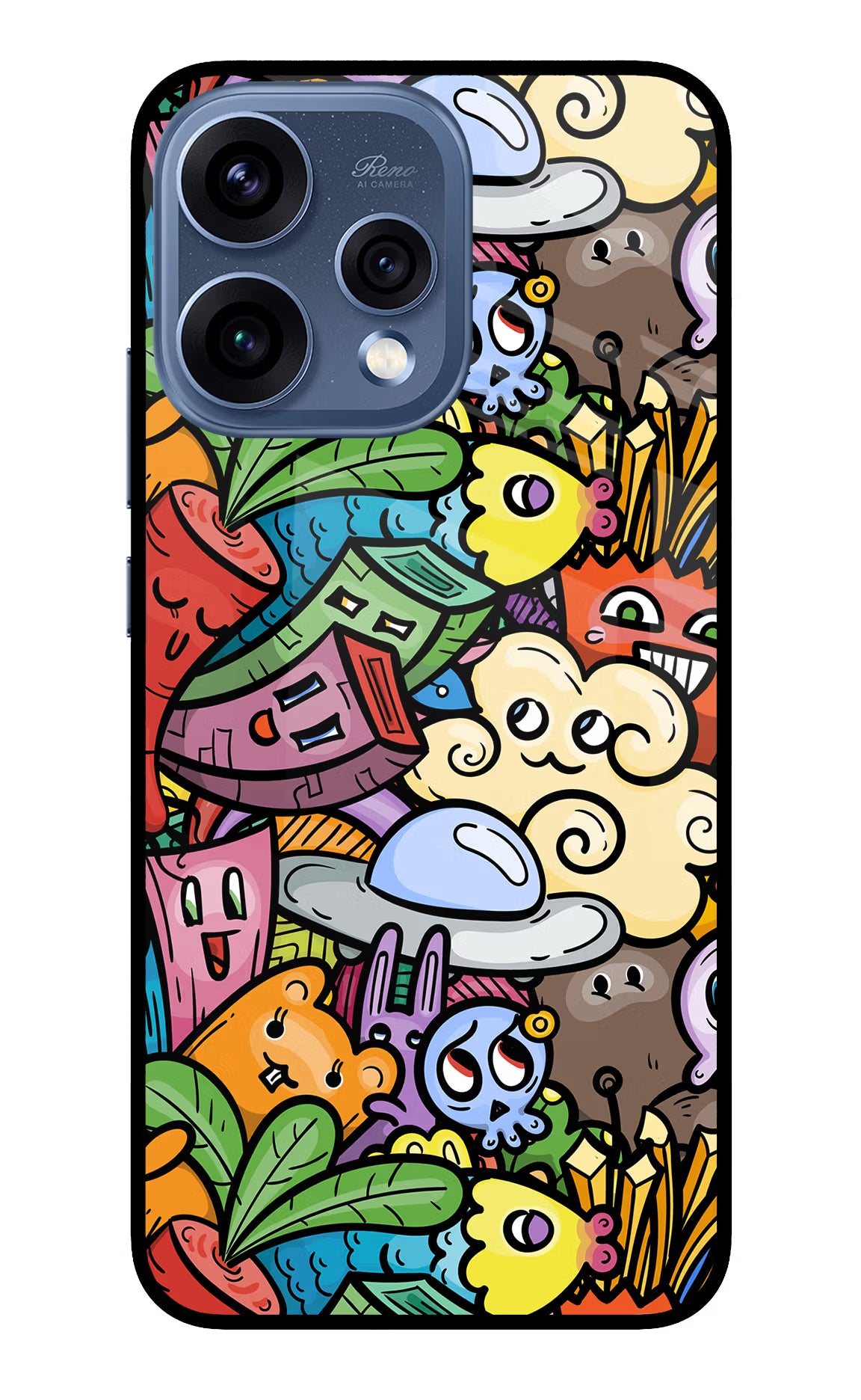 Veggie Doodle Oppo Reno15 5G Glass Case Back Cover by Casekaro