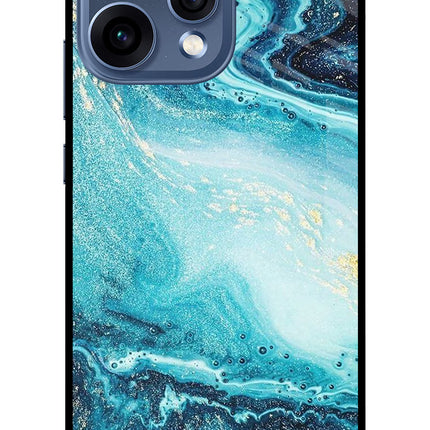Blue Glitter Marble Oppo Reno15 5G Glass Case
