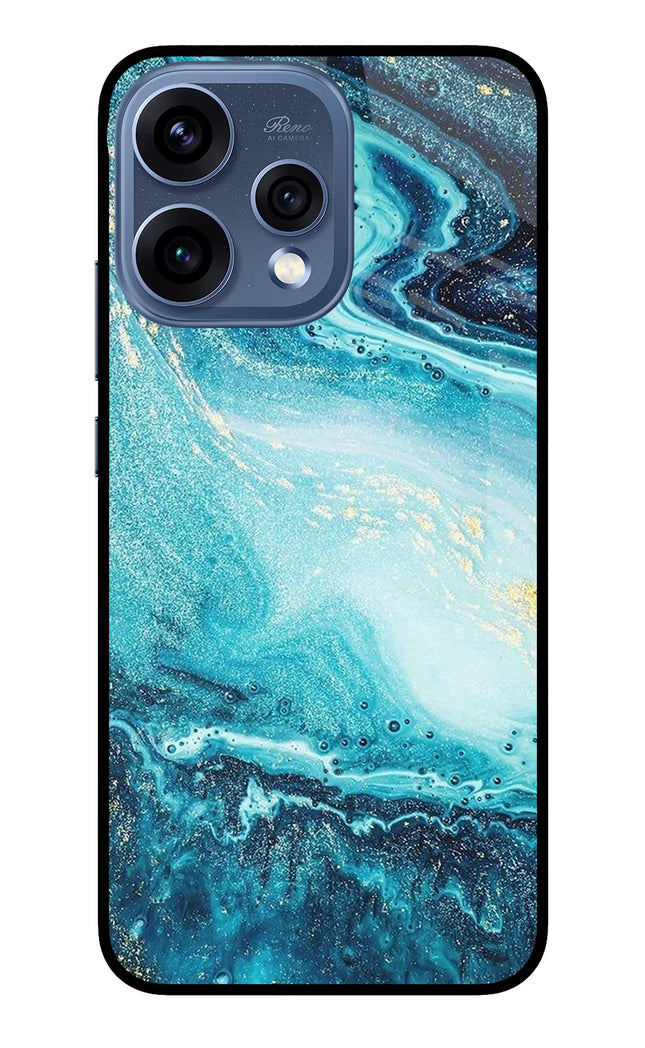 Blue Glitter Marble Oppo Reno15 5G Glass Case